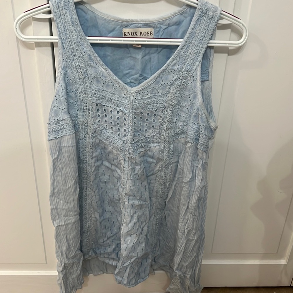 women’s light blue tank top